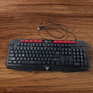 GAMDIAS‎ ARES V2 Gaming Keyboard USB Wired Ergonomic Red Accents PC Computer